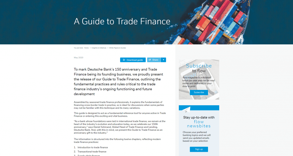 Deutsche Bank goes back to basics with new Guide to Trade Finance