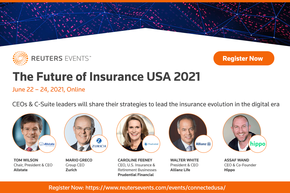 Insurance Speakers Confirmed for Reuters Events: The Future of Insurance USA 2021 | FinTech Finance|||Tom Wilson | Allstate | FinTech Finance