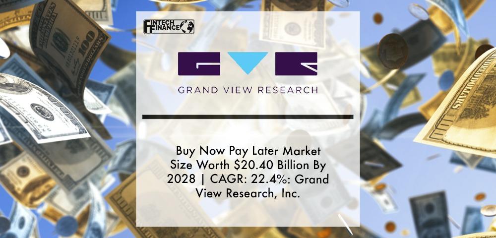 Buy Now Pay Later Market Size Worth $20.40 Billion By 2028 | CAGR: 22.4%: Grand View Research, Inc. | Fintech Finance