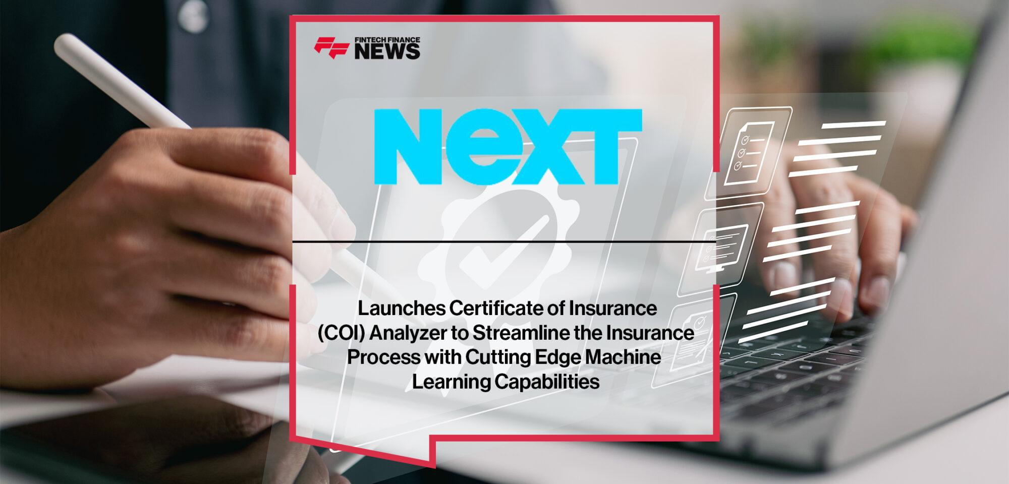NEXT Insurance Launches Certificate of Insurance (COI) Analyzer to Streamline the Insurance Process with Cutting Edge Machine Learning Capabilities