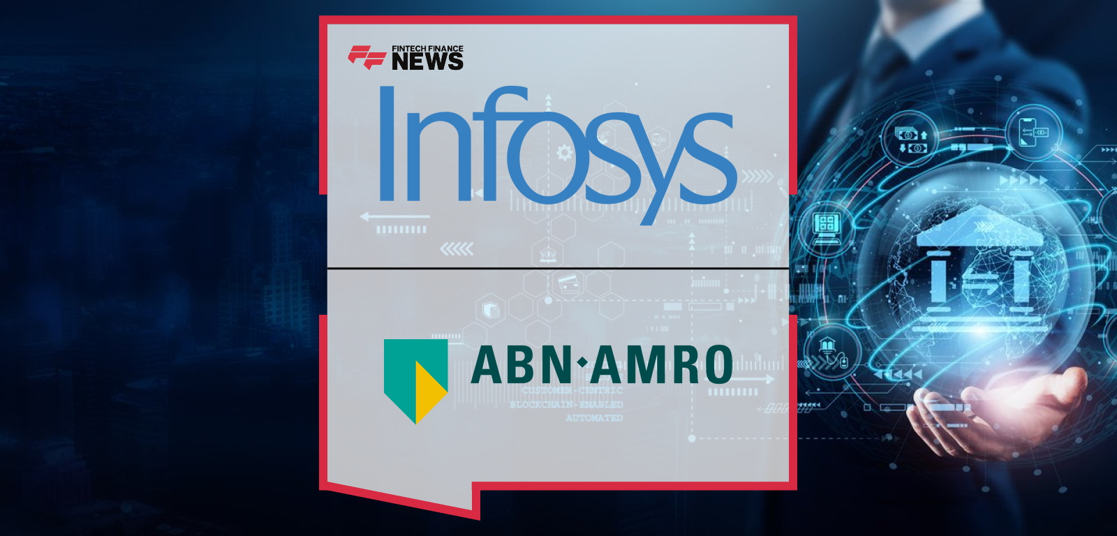 Jay Nair of Infosys, Hans-Willem Giesen of ABN AMRO, and Joaquin de Valenzuela of nCino mark go live of unified loan origination and collateral management platform