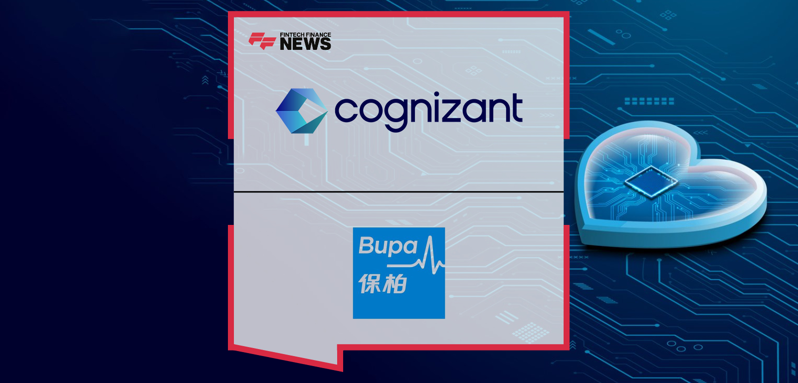 Cognizant and Bupa Hong Kong executives announcing an AI-driven BPaaS partnership for claims modernization, featuring Earvin Lim, Ganesh Ayyar, and Thomas Mathew.|