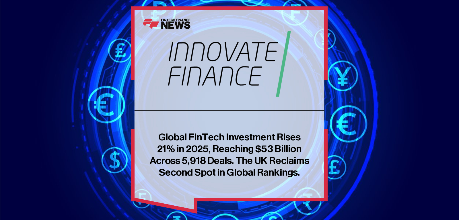Global FinTech Investment Rises 21% in 2025, Reaching $53 Billion Across 5,918 Deals. The UK Reclaims Second Spot in Global R